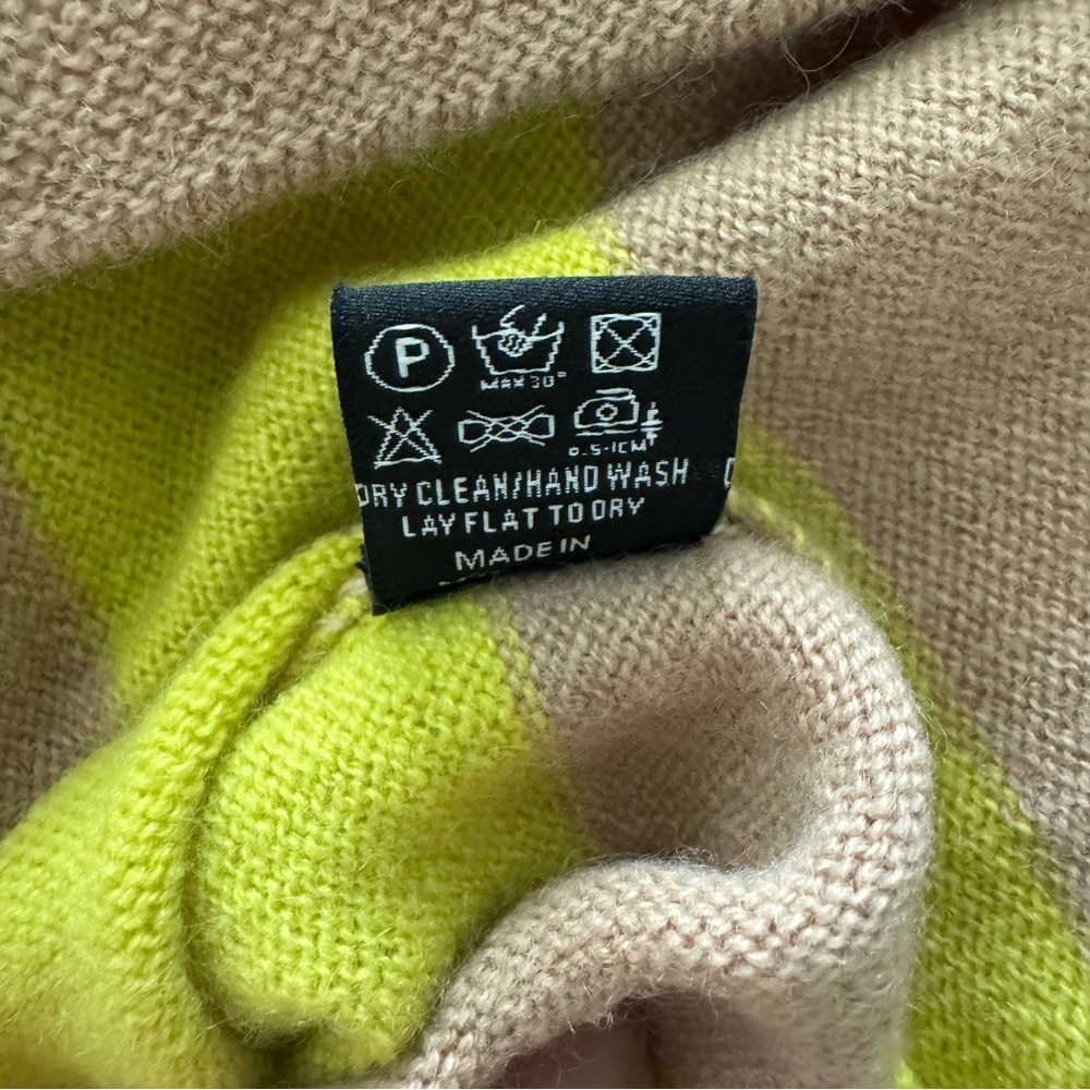 NWT Gobi Mongolian Cashmere Striped Yellow Tan Sweater Dress size Large - Picture 14 of 14